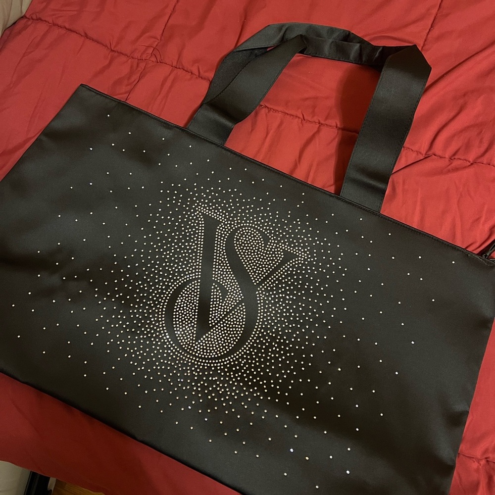 Black Victoria secret tote bag with silver gems